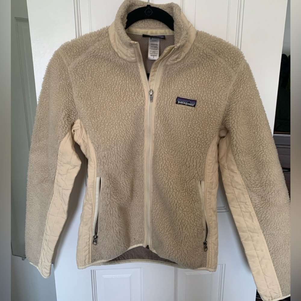 Retro Patagonia Teddy Fleece in Cream - Size Small